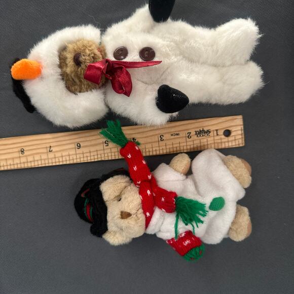 VTG Ganz Wee Bear Village Snowman Bear Pair Plush 1995 Kurt S Adler Christmas - Picture 4 of 12